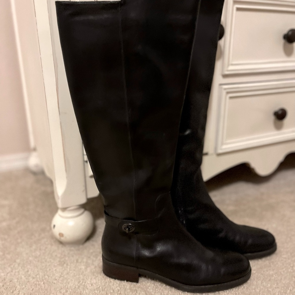 Coach Emmie Turnlock Tall Boot Size 9B Black